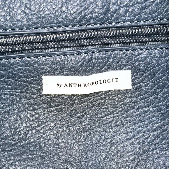 Anthropologie Women’s Navy Blue Textured Leather-Style Slouch Design Handbag - Picture 9 of 12